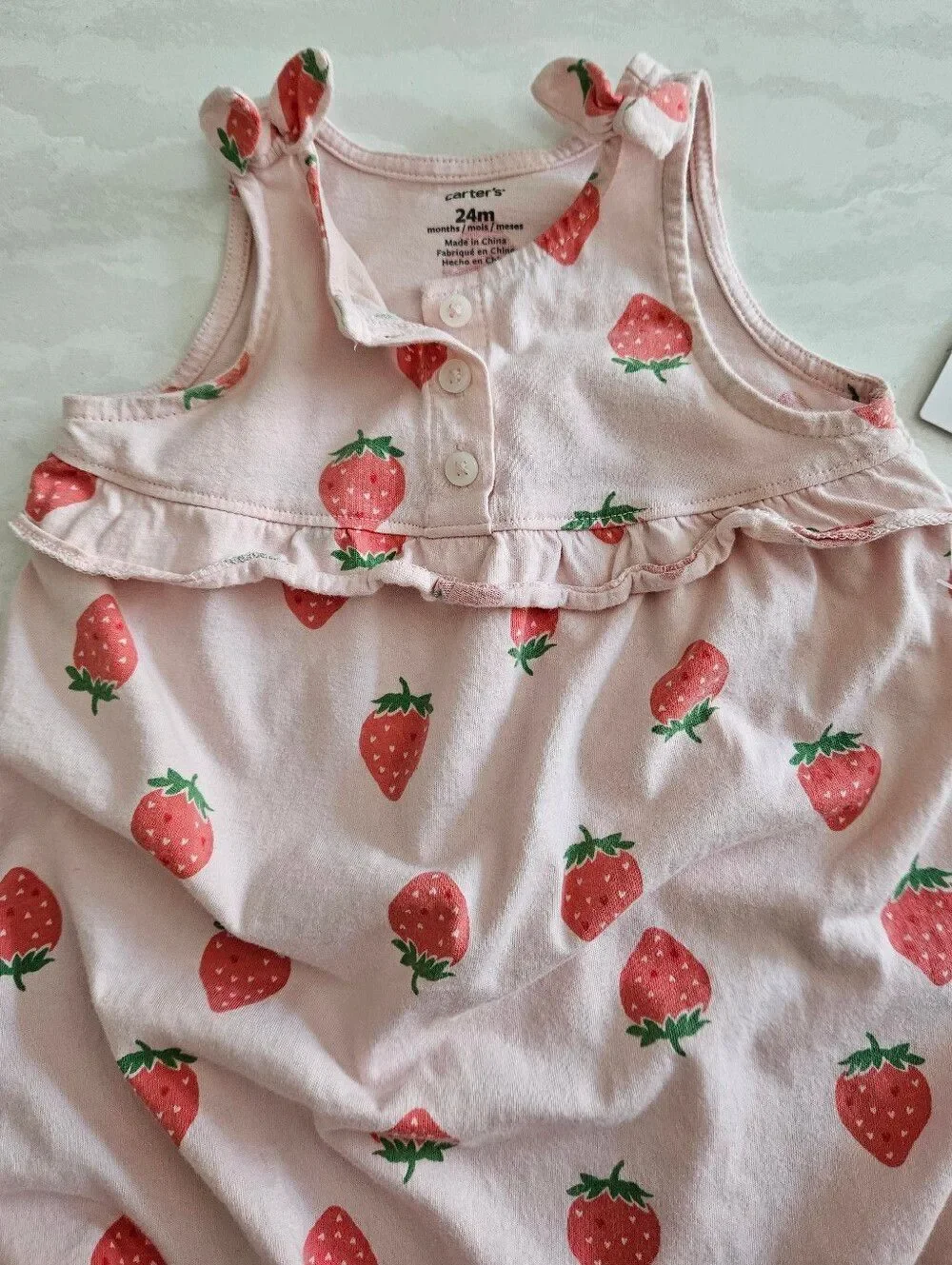 Carter's Light Pink Strawberry Print Romper Size 24M